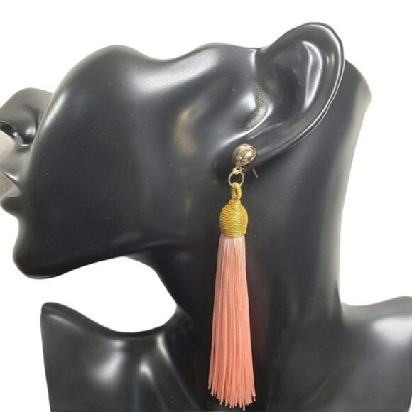 Fashion Jewelry Coral Gold Dangle Tassel Earrings - Picture 1 of 5